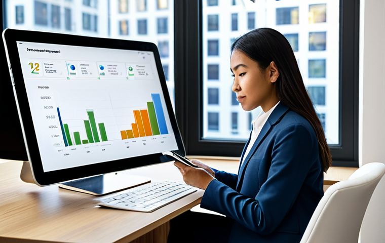 A focused, professional individual of diverse ethnicity, wearing a modest business casual outfit, is seated at a sleek modern desk. They are thoughtfully reviewing information on a tablet displaying various credit card reward categories and a graph showing optimized earnings. A few credit cards are neatly arranged beside the tablet, but not the primary focus. The background is a brightly lit, contemporary home office with soft, natural light filtering in. Subtle abstract financial graphics or a muted cityscape are visible through a window. Professional photography, high resolution, realistic rendering, perfect anatomy, correct proportions, well-formed hands, proper finger count, natural body proportions, natural pose, fully clothed, modest clothing, appropriate attire, safe for work, appropriate content, professional.