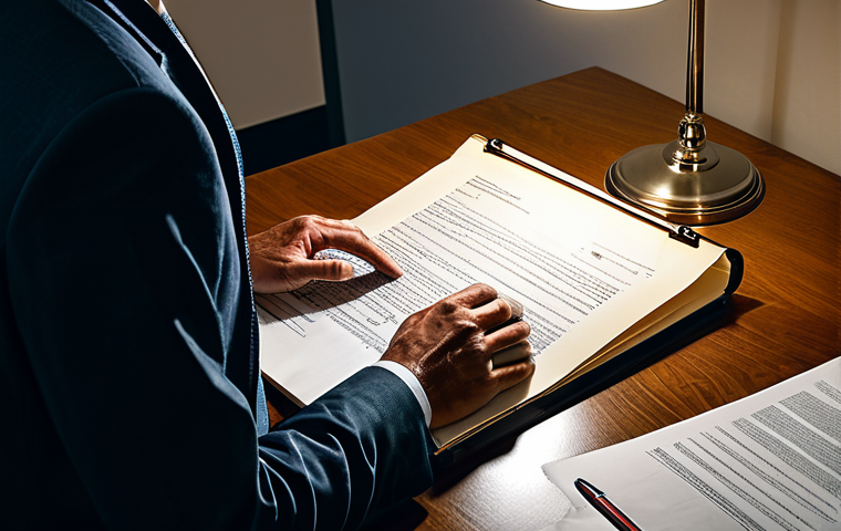 Contractual Obligations**
"A person carefully reading a complex legal document under a warm lamp, emphasizing focus and attention to detail, fully clothed, professional, appropriate content, safe for work, perfect anatomy, correct proportions, well-formed hands, modest clothing, high resolution, detailed legal clauses visible."
**